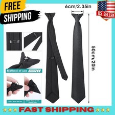 Men's Clip-On Tie 20 Solid Color Pre-Tied Necktie Easy Wear Dress Formal