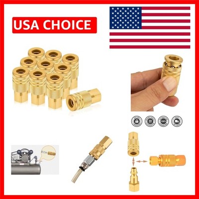10 x 1/4'' Quick Connect Brass Hose Fittings - Industrial, Durable & Compatible
