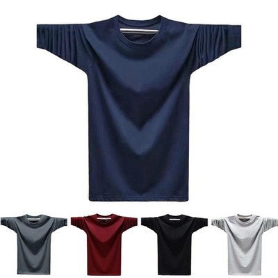 Herren Baumwolle Langarm T-Shirt Rundhals Pullover Sweatshirt Freizeit für Herb