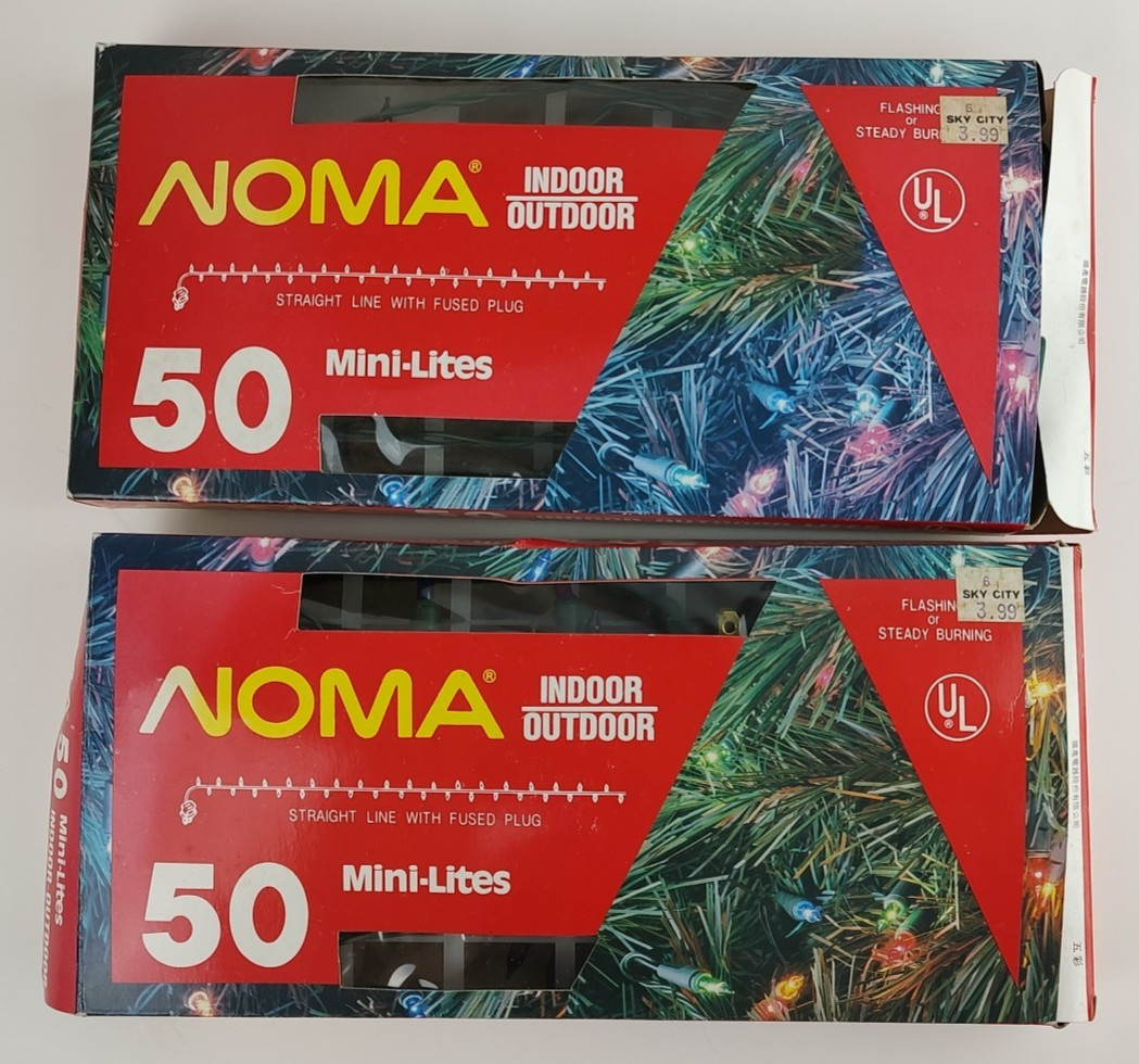 Vintage NOMA 50 Mini String Lights Indoor Outdoor in Box Lot of 2 Tested/Works
