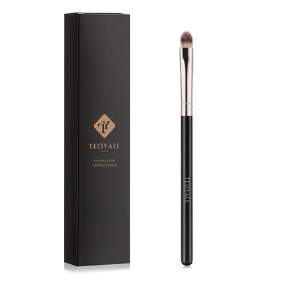 TEOYALL Flat Rounded Concealer Brush, Soft Dense Synthetic Bristles Black 