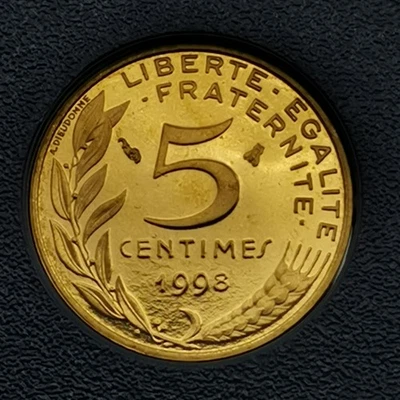 5 CENTIMES MARIANNE 4 PLIS 1998 BE BELLE EPREUVE 7404 Ex. FRANCE / UNC ISSUE DU - Photo 1/2