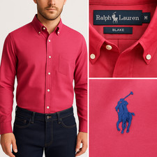 Ralph Lauren Blake Shirt Men  s Medium Pink Silk Linen Button Down Shirt