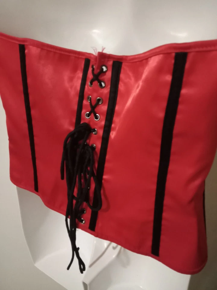 DREAMGIRL Corsé Bustier Sin Tirantes Talla 36 Rojo Negro Encaje Deshuesado Cremallera Inalámbrico  Foto 3 de 4