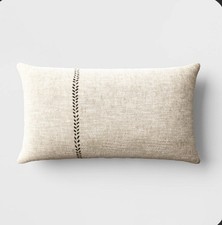 Oversized Stitched Lumbar Throw Pillow Cotton...