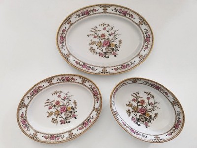 Vintage 80er Noritake ASIAN DREAM 2502 Japan 2 ovale Servierplatten & Schüssel
