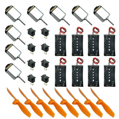 Micro DC Motor 8 Stück 130 1.5-6V 16000 RPM mit Propeller Batteriehalter Boot