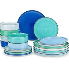 Geschirrset 6 Personen, Bonita 18-tlg Tafelservice aus Steingut, Schüssel- un...