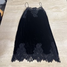 Alice and Olivia Black Slip Dress Velvet and Lace