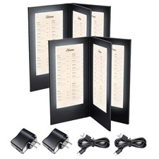 WeChef LED Backlit Menu Holder Cover Folding Panel 4 View 5"x11" Paper 2 Pack