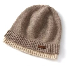 Luxury 100% Cashmere Beanie Hat Unisex Warm Winter Soft in Beige Colour Cap