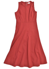 LOFT Dress Womens 2 Rust Terracotta Red Sleeveless Ponte Knit Fit Flare Zip