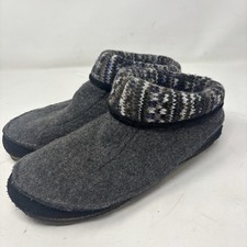 ACORN Women  s Gray Blue Knit Cuff Suede Wool Blend Comfort Slippers Shoes Sz 10