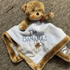 Carter s Monkey Blue Lovey Plush Satin Rattle I m Bananas Security Blanket