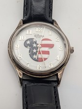 Disney Time Works Mickey Mouse Watch Stars & Stripes USA Flag Dial New Battery