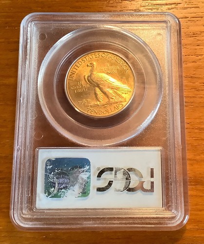 1912 $10 ORO TESTA INDIANA EAGLE PCGS MS 62 - Foto 6 di 6