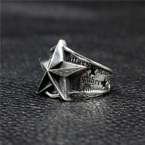 DarkDesign Pentagrama 925 Plata de Ley Japón Retro Roca Letras Pareja Anillo - Imagen 6 de 24