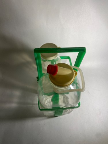 Half Gallon & Quart Garden State Farms Glass Milk Bottle Green Carry Case Baby - Picture 10 of 10