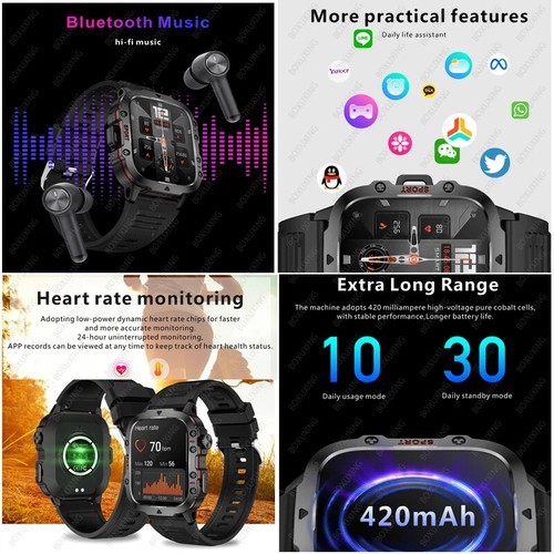 Smart Watch Men Sports Ftiness GPS IP68 1.96''AI Voice Bluetooth Call Smartwatch - Picture 3 of 39