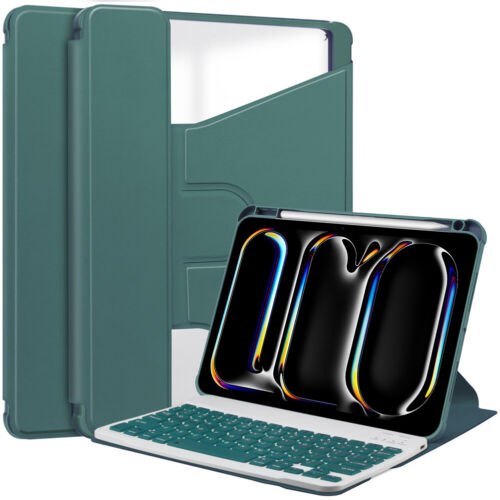 For iPad Air 13" 11" iPad Pro 13" 11" Keyboard Rotating Leather Stand Case Cover - Picture 3 of 20