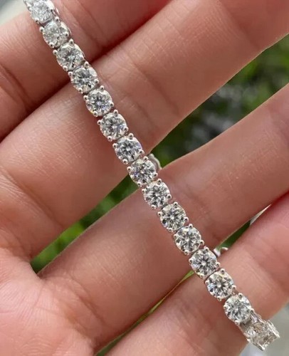 9Ct Round Cut Lab Created Diamond Women's Tennis Bracelet 14k White Gold Plated - Picture 3 of 4