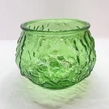 Vintage Green Crinkle Glass Vase by E.O. Brody Co Made in USA 6inx5in