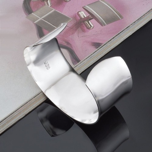 30 mm breiter modischer Damen 925 Silber vergoldet Öffnung Armreif Armband Manschette poliert - Bild 4 von 4