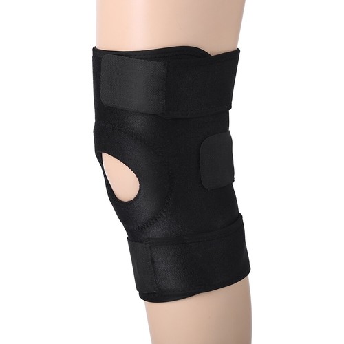 Black Knee Support Brace Adjustable Hook and Loop Straps Compression Sleeve - Picture 8 of 12