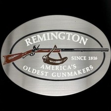Remington Arms Rifle Gun Hunter Western Cowboy Gift 80s NOS Vintage Belt Buckle