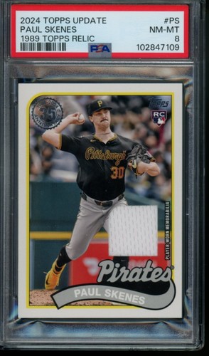 Paul Skenes Rookie Jersey Relic 1989 PSA 8 NM-MT 2024 Topps Update RC Pirates