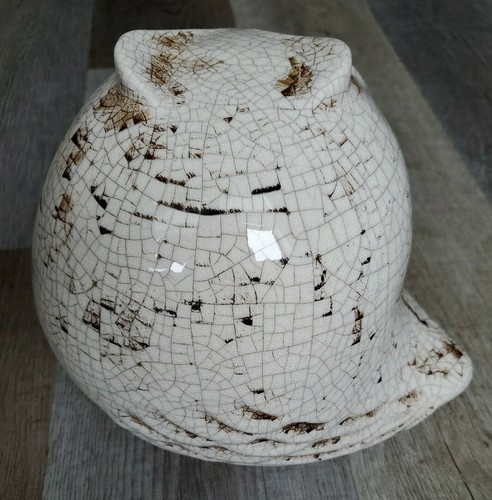 Ceramic Owl Figurine White & Brown Approximately 7" x8" New - Picture 7 of 9