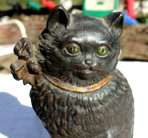 Antique 1920's HUBLEY # 38 CAT Statue Cast Iron Doorstop Victorian Door Stop - Picture 3 of 6