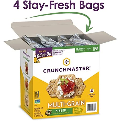 Crunch Master 5 Seed Multi-Grain Cracker with Olive Oil (5 oz., 4 pk.) - Picture 2 of 4
