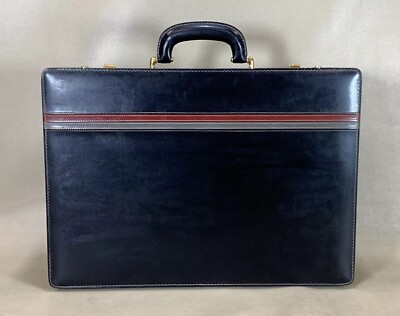 a.testoni Black Leather 4  Attche Briefcase Made in Italy Business Brief Rare