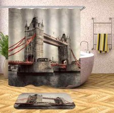 Red Pillars On An Bridge 3D Shower Curtain Polyester Bathroom Decor Waterproof