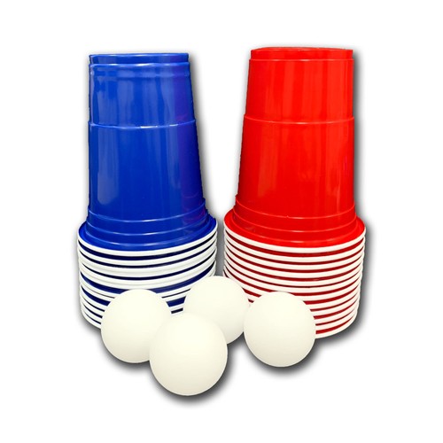 14-teiliges Beer Pong Set - 12 blaue Becher + 2 Ping Pong Bälle - Bild 3 von 6