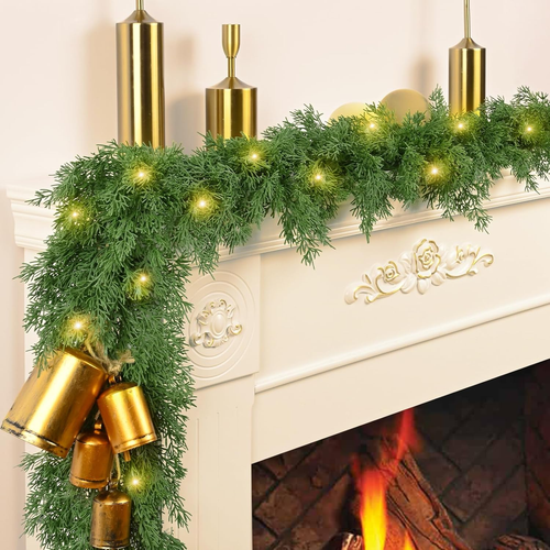Christmas Garland Decorations-2 Pack 5.9 FT Faux Cedar Garland Artificial Realis