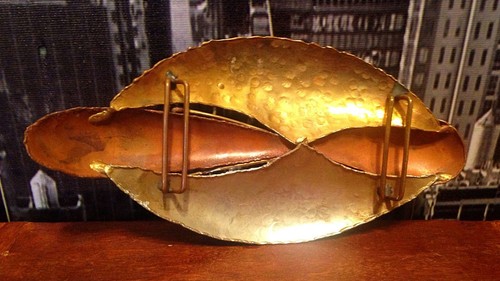 Vintage Messing Kombi Metall gehämmert Handarbeit Gürtelschnalle Designer "Unikat" - Bild 5 von 5