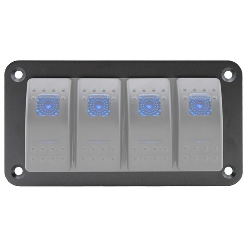 4 GANG ALUMINIUM ALLOY ROCKER TOGGLE GANG SWITCH PANEL- 12V 24V BOAT MARINE 4X4 - Picture 5 of 12