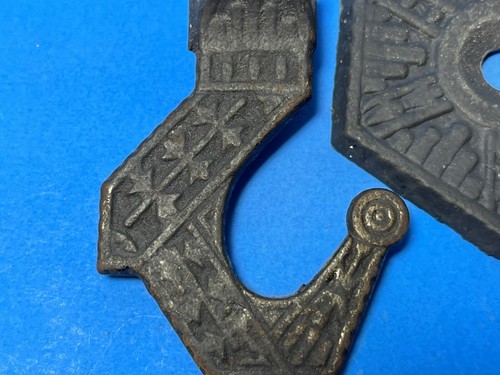 Antike Gusseisen Pferd Öllampe Pflanzgefäß Bibliothek Deckenhaken mit 6-seitiger Platte - Bild 6 von 16
