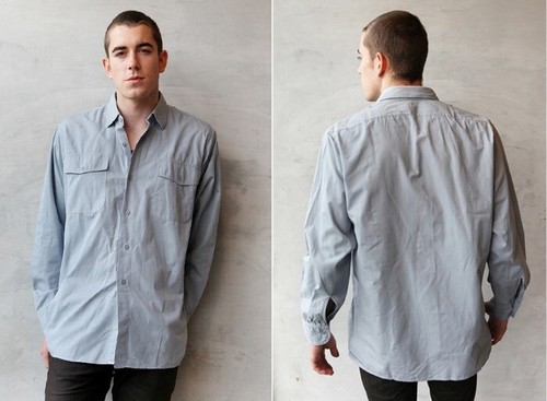 Vintage 1960s - 70s Swedish navy deck shirt military top grey-blue army - Picture 11 of 13
