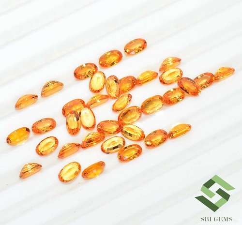 Natural Orange Sapphire Oval Cut 5x3 mm Lot 36 Pcs 11.01 CTS Loose Gemstones - Picture 5 of 6
