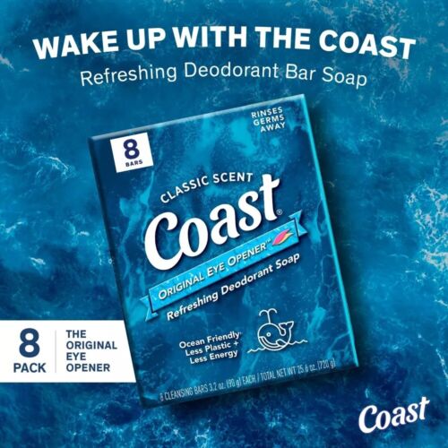 Coast Refreshing Deodorant Bar Soap, for All Skin Types, Classic Scent, 3.2 oz, - Picture 2 of 4