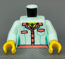 LEGO Female Minifigure Torso Light Aqua Blouse Pink Collar Silver Moon Necklace