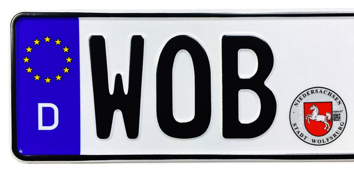 VW Wolfsburg Front German License Plate (wob) by Z Plates With