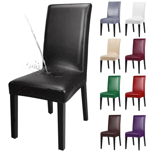 Pu Leather Dining Chair Covers Waterproof Stretch Furniture Protector Slipcover - Faux Leather Dining Room Seat Covers Pu Leather Dining Chair Covers Waterproof Stretch Furniture Protector Slipcover - Faux Leather Dining Room Seat Covers