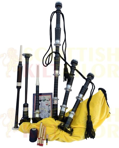 Neu schottische Highland Palisander Dudelsack Vollsilber Mengen mit Tasche + Tutorenbuch - Bild 7 von 17