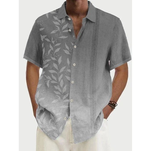 Camicia uomo manica corta con bottoni casual cubana guayabera spiaggia abito da sposa - Foto 5 di 36