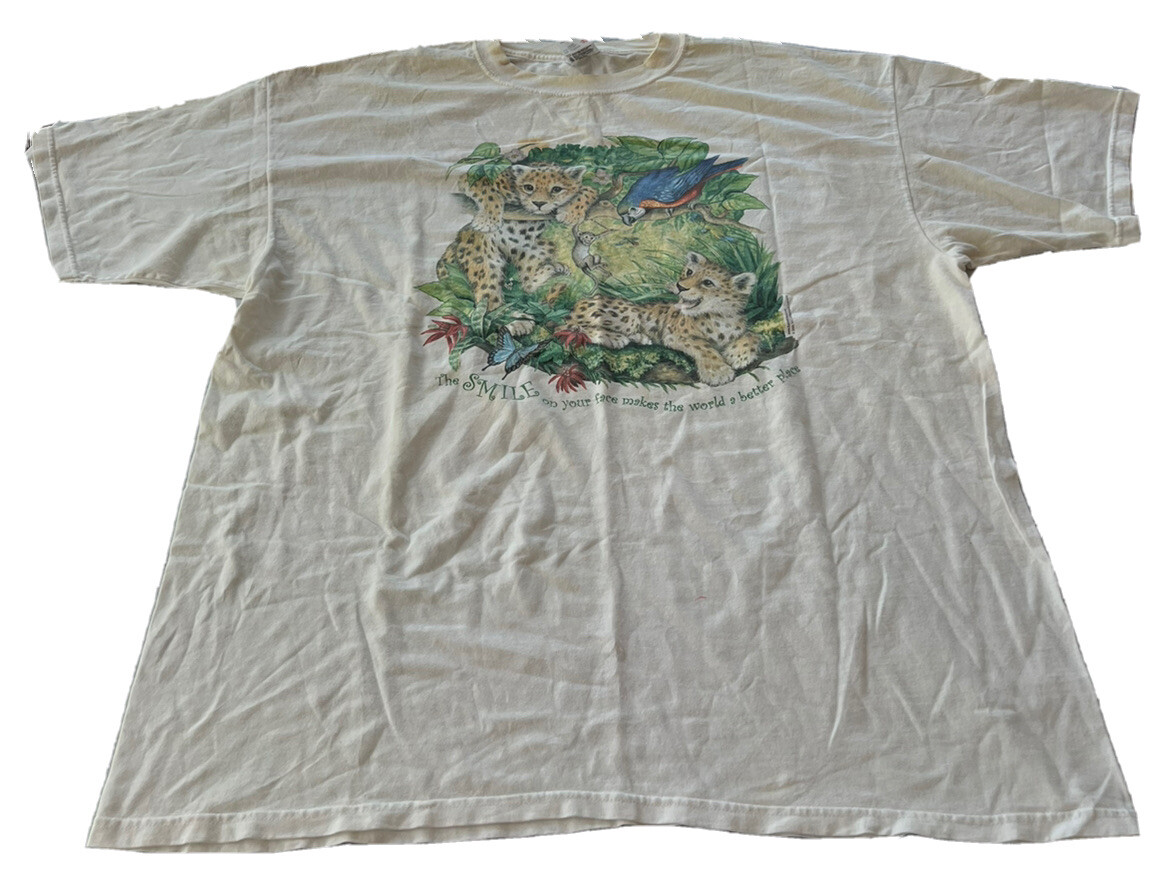 Vintage Baby Animals TShirt Cheetahs, Monkeys, Sz 2X… Gem