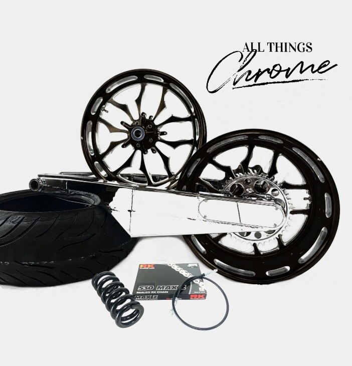 HAYABUSA 300 FAT TIRE KIT BLACK & CHROME RECLUSE WHEELS 08 HAYABUSA 300 FAT TIRE KIT BLACK & CHROME RECLUSE WHEELS 08